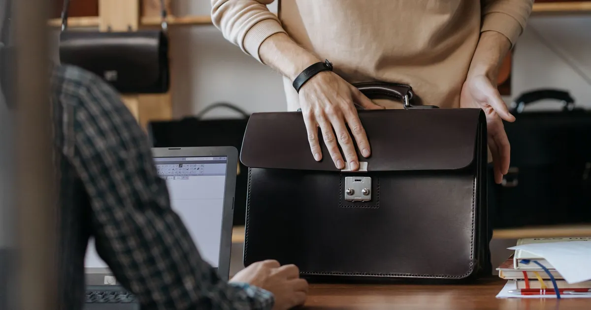 Closed laptop on an office desk
