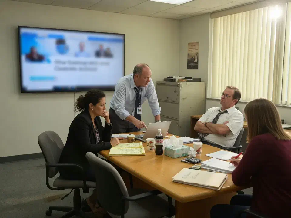 Partners and staff in a conference room after the restore readout