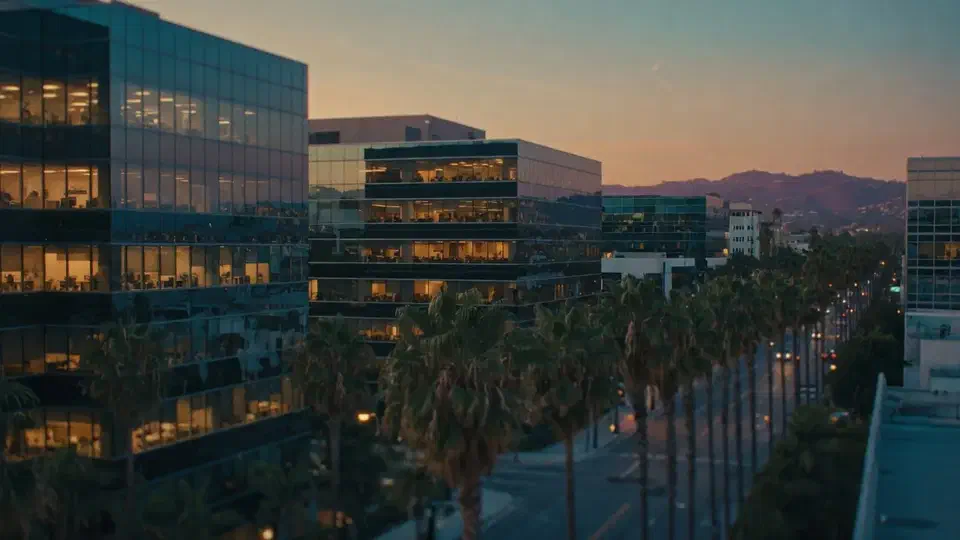Los Angeles office corridor at dusk, where Secure Techies supports multiple industries