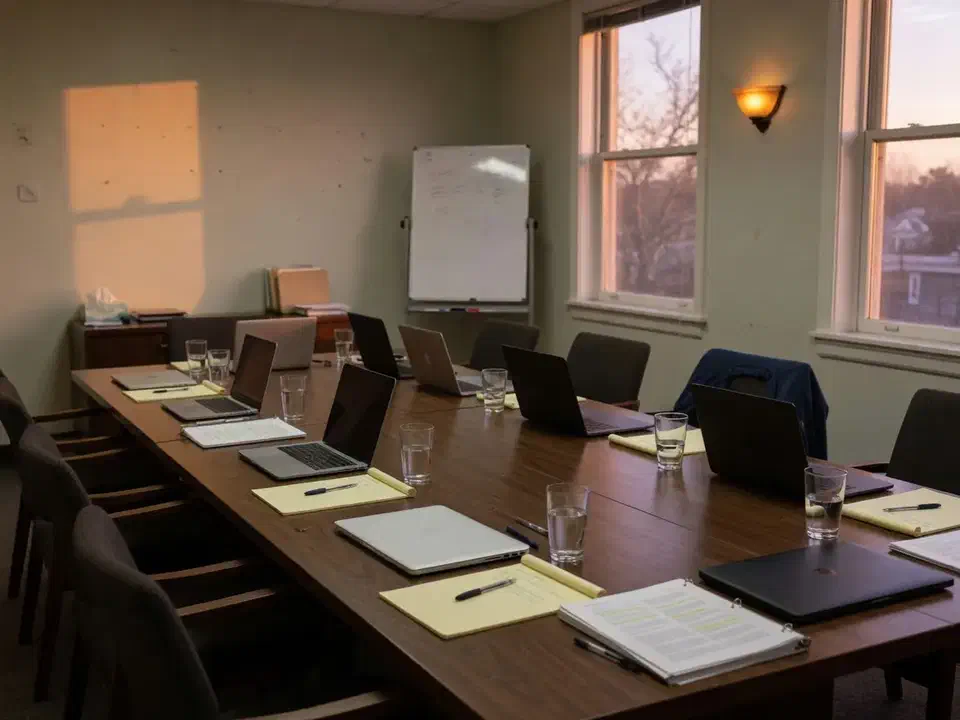 Nonprofit board table after a meeting